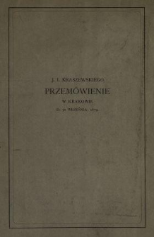 J. I. Kraszewskiego przemówienie w Krakowie d. 30 września, 1879.