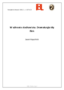 W schronie słuchowiska. Dramaturgia Idy Fink