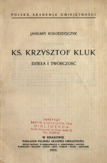 Ks. Krzysztof Kluk : dzieła i twórczość