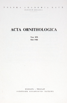 Acta Ornithologica, t. 19 (1983)