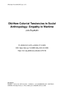 Old-New Colonial Tendencies in Social Anthropology: Empathy in Wartime