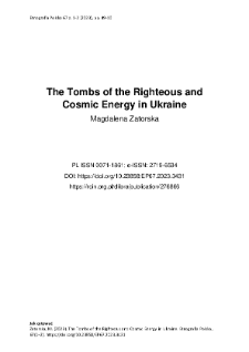 The Tombs of the Righteous and Cosmic Energy in Ukraine