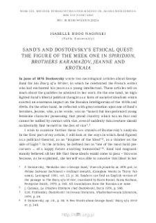 Sand’s and Dostoevsky’s Ethical Quest: The Figure of The Meek One in “Spiridion”, “Brothers Karamazov”, “Jeanne”and “Krotkaia”