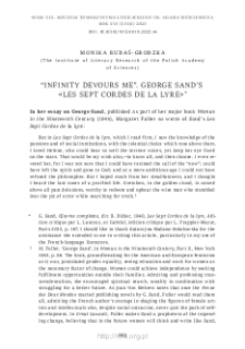 &ldquo;Infinity Devours Me&rdquo;. George Sand&rsquo;s &laquo;Les Sept Cordes De La Lyre&raquo;