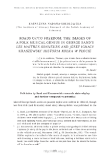 Roads of/to Freedom: The Images of a Folk Musical Genius In George Sand&rsquo;s &ldquo;Les Ma&icirc;tres Sonneurs&rdquo; and J&oacute;zef Ignacy Kraszewski&rsquo; &ldquo;Historia kołka w płocie&rdquo;