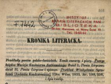 [Om&oacute;wienie książki "Poezye" księdza Macieja Kazimierza Sarbiewskiego w przekładzie Władysława Syrokomli (Ludwika Kondratowicza) wydanej w Wilnie w 1851 r.].