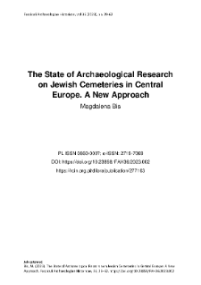 The State of Archaeological Research on Jewish Cemeteries in Central Europe. A New Approach