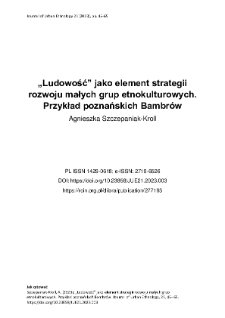 &bdquo;Ludowość&rdquo; jako element strategii rozwoju małych grup etnokulturowych. Przykład poznańskich Bambr&oacute;w
