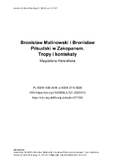 Bronisław Malinowski i Bronisław Piłsudski w Zakopanem. Tropy i konteksty