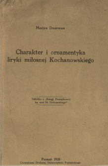 Charakter i ornamentyka liryki miłosnej Kochanowskiego