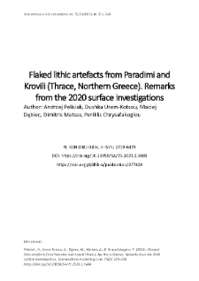 Flaked lithic artefacts from Paradimi and Krovili (Thrace, Northern Greece). Remarks from the 2020 surface investigations