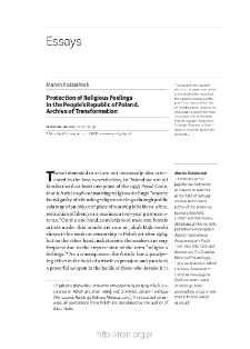 Protection of Religious Feelings in the People&rsquo;s Republic of Poland. Archive of Transformation.