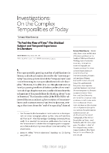 &ldquo;To Feel the Flow of Time&rdquo;: The Dividual Subject and Temporal Experience in Literature