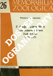 Z dziejów księgozbioru Warszawskiego Gabinetu Zoologicznego (1819-1915)
