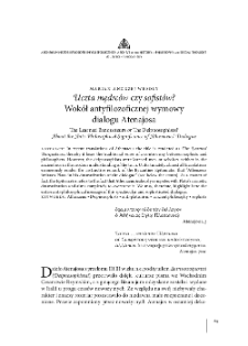 Uczta mędrc&oacute;w czy sofist&oacute;w? Wok&oacute;ł antyfilozoficznej wymowy dialogu Atenajosa