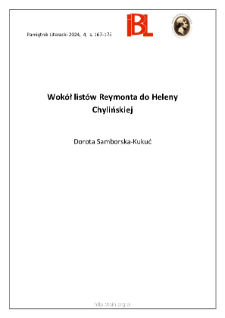 Wok&oacute;ł list&oacute;w Reymonta do Heleny Chylińskiej.