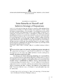 Some Remarks on Husserl&rsquo;s and Seiferts&rsquo;s Ontology of Propositions