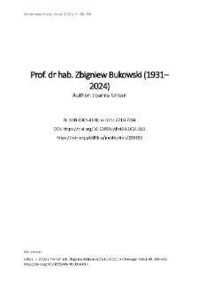 Prof. dr hab. Zbigniew Bukowski (1931&ndash;2024)
