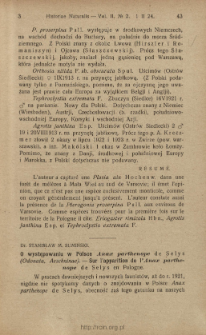 O występowaniu w Polsce Anax parthenope de Selys (Odonata, Aeschninae)