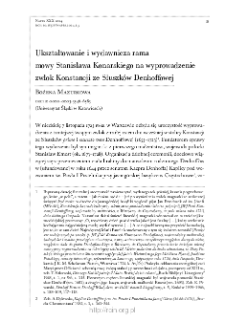Ukształtowanie i wydawnicza rama mowy Stanisława Konarskiego na wyprowadzenie zwłok Konstancji ze Słuszk&oacute;w Denhoffowej.