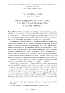 Piotr Chmielowski w świetle Zygmunta Kaczkowskiego (i nie na odwr&oacute;t)