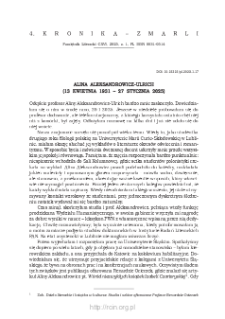 Alina Aleksandrowicz-Ulrich (13 kwietnia 1931 &ndash; 27 stycznia 2025).