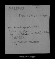 Malewo. Files of Raciaz district in the Middle Ages. Files of Historico-Geographical Dictionary of Masovia in the Middle Ages