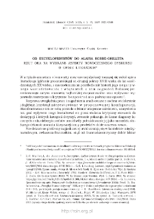 Od encyklopedyst&oacute;w do Alaina Robbe-Grilleta. Rzut oka na wybrane aspekty nowoczesnego dyskursu o opisie literackim.