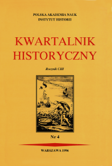 Kwartalnik Historyczny R. 103 nr 4 (1996), Spis treści