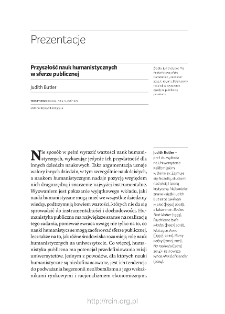 Przyszłość nauk humanistycznych w sferze publicznej.