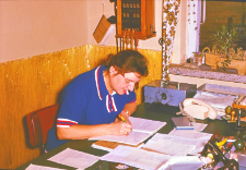 dr Borowski, A. Waszkiewicz, W. Matys, J. Buszko, D. Ochman, S. Fedyk, Z. Gębczyńska, B. Wysmułek przy pracy