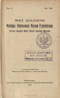 Prace Zoologiczne Polskiego Państwowego Muzeum Przyrodniczego ; t. 3 - Spis treści