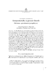 Comparative Studies in Philosophy. Assumptions, Prejudices and Perspectives