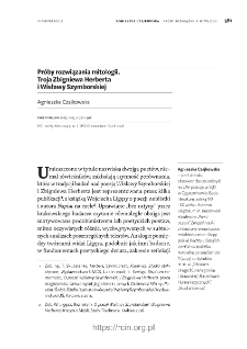 Pr&oacute;by rozwiązania mitologii. Troja Zbigniewa Herberta i Wisławy Szymborskiej.