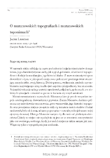 O muranowskich topografiach i muranowskich toponimach.