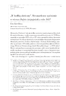 &bdquo;W bedłkę obr&oacute;cony&rdquo;. Metamorficzne spełnienie w wierszu &bdquo;Dafnis świętojański z roku 1611&rdquo;.
