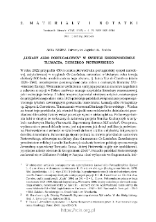 &bdquo;Lusiady albo Portugalczycy&rdquo; w świetle korespondencji tłumacza, Dionizego Piotrowskiego.
