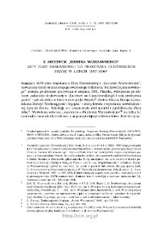 Z archiwum &bdquo;Kuriera Warszawskiego&rdquo;. Listy Elizy Orzeszkowej do Franciszka Olszewskiego pisane w latach 1887&ndash;1896.
