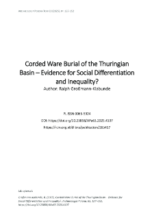 Corded Ware Burial of the Thuringian Basin &ndash; Evidence for Social Differentiation and Inequality?