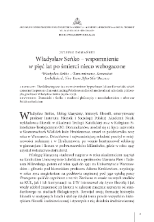 Władysław Seńko &ndash; wspomnienie w pięć lat po śmierci nieco wzbogacone = Władysław Seńko &ndash; Remembrance, Somewhat Embellished, Five Years After His Decease