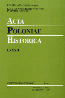 Acta Poloniae Historica. T. 82 (2000), Strony tytułowe, Spis treści