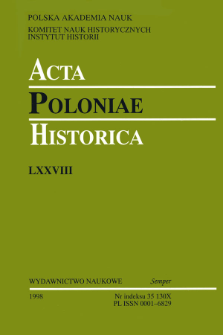 Acta Poloniae Historica. T. 78 (1998), Strony tytułowe, Spis treści