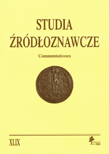Studia Źródłoznawcze = Commentationes T. 49 (2011), Title pages, Contents