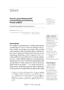 Przeciw &bdquo;postsekularyzmowi&rdquo;, za humanistyką postsekularną. Pozycje i pojęcia.