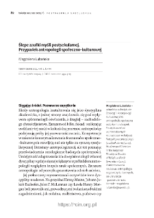 Ślepe zaułki myśli postsekularnej. Przypadek antropologii społeczno-kulturowej.