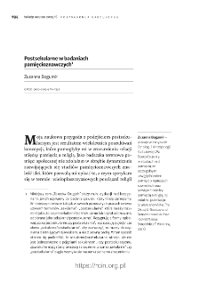 Postsekularne w badaniach pamięcioznawczych.