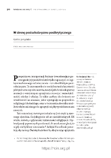 W stronę postsekularyzmu postkrytycznego.