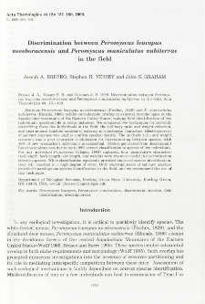Discrimination between Peromyscus leucopus noveboracensis and Peromyscus maniculatus nubiterrae in the field
