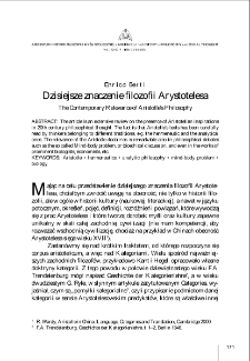 Dzisiejsze znaczenie filozofii Arystotelesa = The Contemporary Relevance of Aristotle&rsquo;s Philosophy