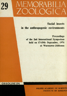 Social insects in the anthropogenic environments : proceedings of the 2nd International Symposium held on 17-19th September, 1976 at Warszawa-Jabłonna - contents